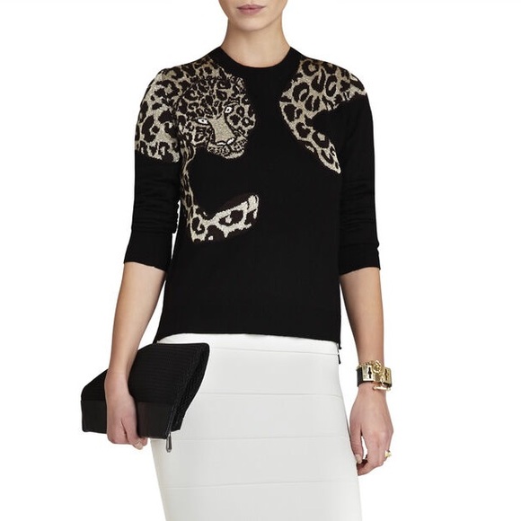BCBGMaxAzria Sweaters - Rare BCBG MAX AZRIA Jaxin leopard sweater black